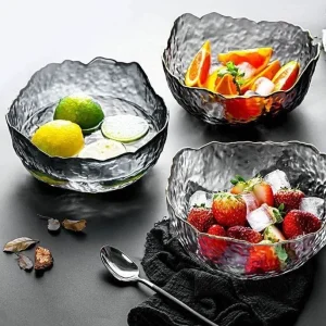 کاسه ۳ تایی دفرمه لب طلایی رنگ سیاه Glassware بارکد 693005