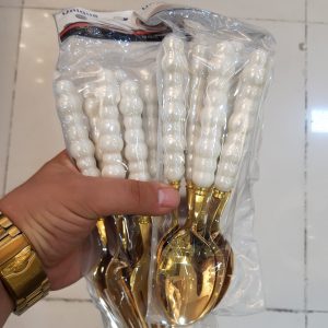 ست قاشق چنگال دسته مرواریدی برند یونیک Unique وارداتی اصل اورجینال بارکد 699607