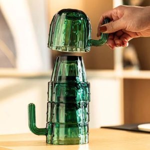 ست لیوان کاکتوسی شیشه‌ای فانتزی – شیک و مناسب پذیرایی وارداتی اصل اورجینال بارکد 693527