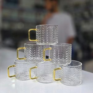 قهوه خوری پیرکس دسته طلایی بارکد 690734