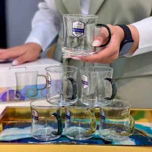 ست فنجان پیرکس کمر باریک دسته رنگی دلی برند DELISOGA وارداتی اصل اورجینال بارکد 696833