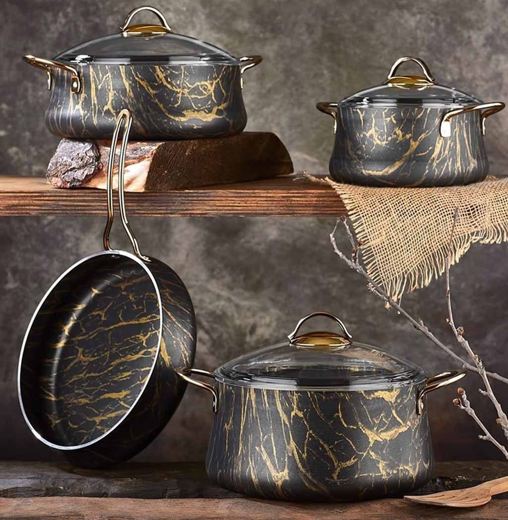 سرویس قابلمه گرانیتی پاچی 9 پارچه ماربل برند paci وارداتی اصل اورجینال بارکد 862791 - تصویر 6