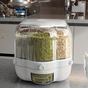 جاحبوباتی چرخشی رنگ سفید طرح گل سایز بزرگ 6 خانه وارداتی حجم هر خانه 1000 گرمی بارکد 690447