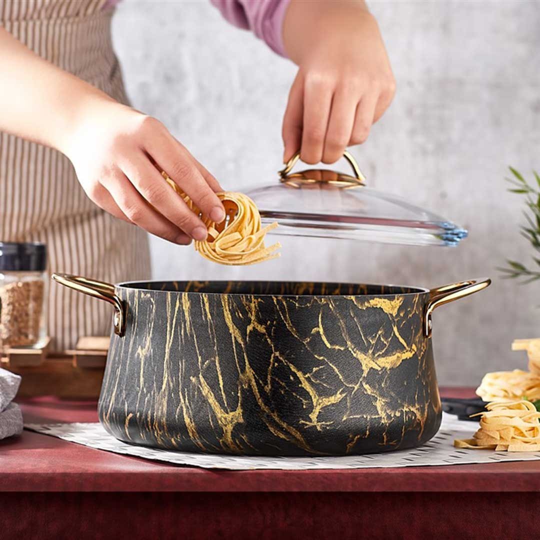 سرویس قابلمه گرانیتی پاچی 9 پارچه ماربل برند paci وارداتی اصل اورجینال بارکد 862791 - تصویر 3