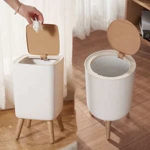 سطل زباله لاکچری پایه دار و بدون پایه رومیزی گرد و مربع درب لمسی سایز بزرگ و کوچک وارداتی اصل اورجینال بارکد 693022