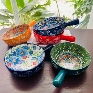 تابه سرامیکی تک دسته طرح دار گرد وارداتی اصل اورجینال بارکد 698531 - تصویر 3