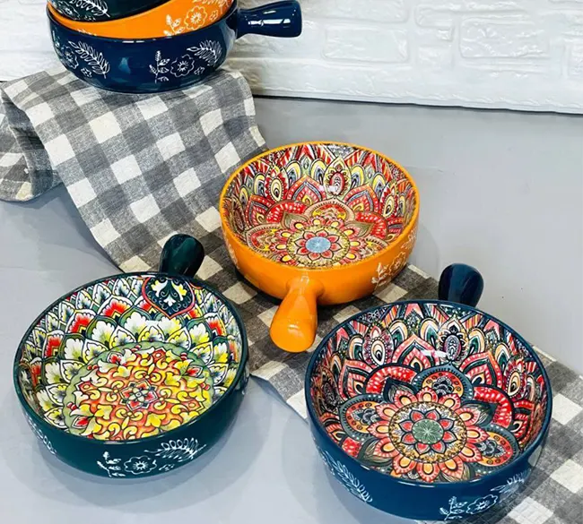 تابه سرامیکی تک دسته طرح دار گرد وارداتی اصل اورجینال بارکد 698531 - تصویر 2